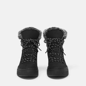 ZARA Faux Fur Lining Mountain-Style Ankle Lace-Up